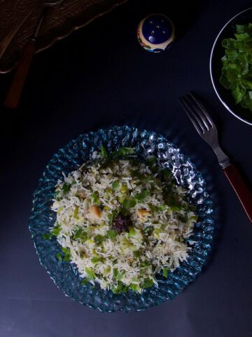 Fennel scented Spring Onion Pulav